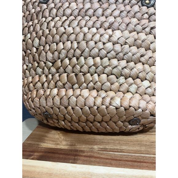 J. Crew Provence Large Straw Vacation Tote Bag Leather Straps Cotton Lining - Picture 7 of 12